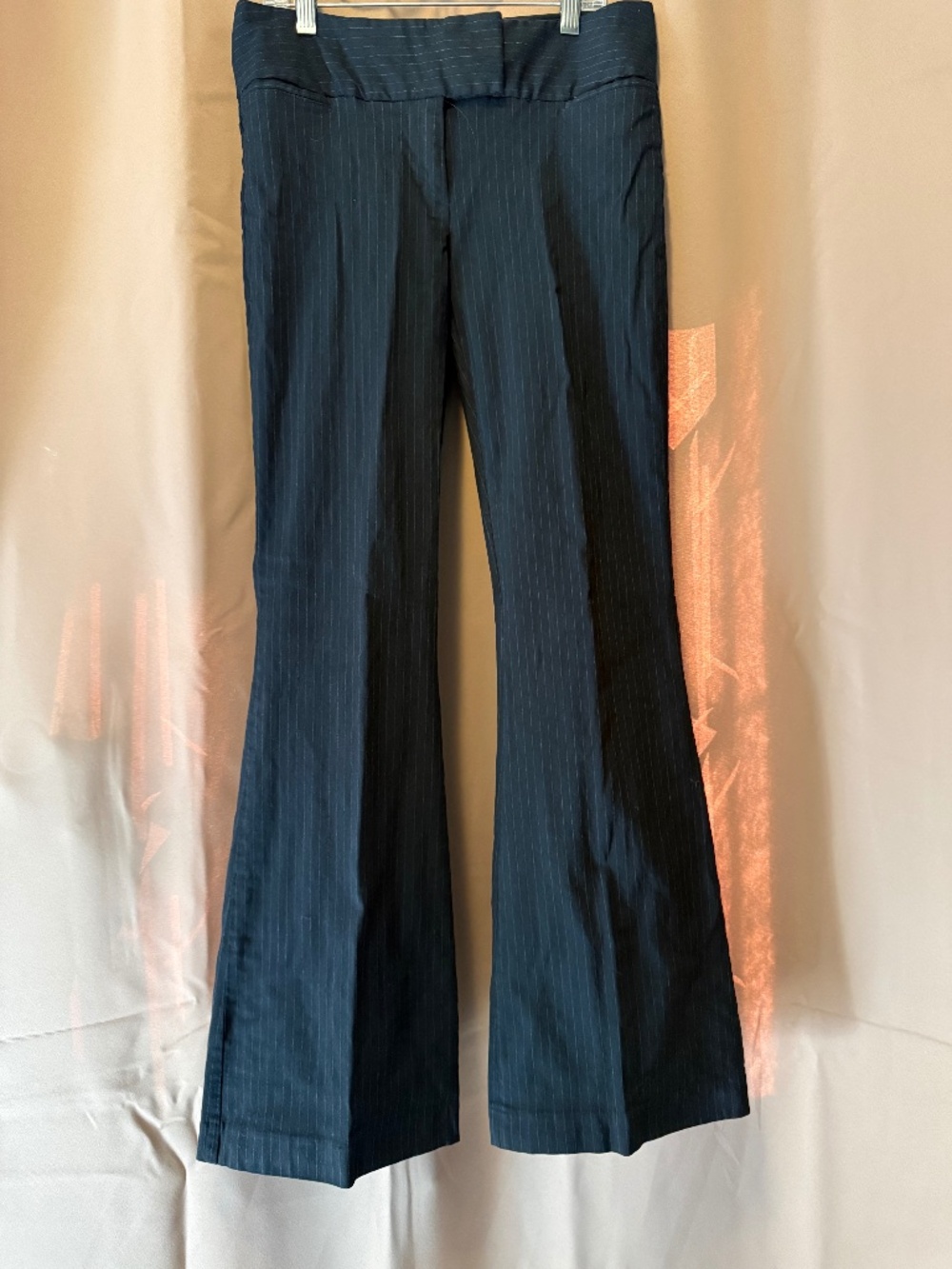 Express Design Studio Publicist Black Pinstripe Flare Trousers Size 2 VintageY2K